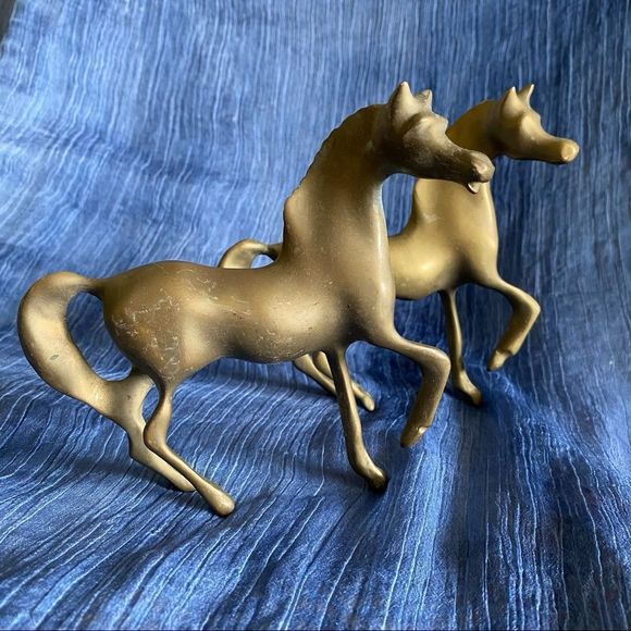 Set of Two Brass Horses - Picture 8 of 9
